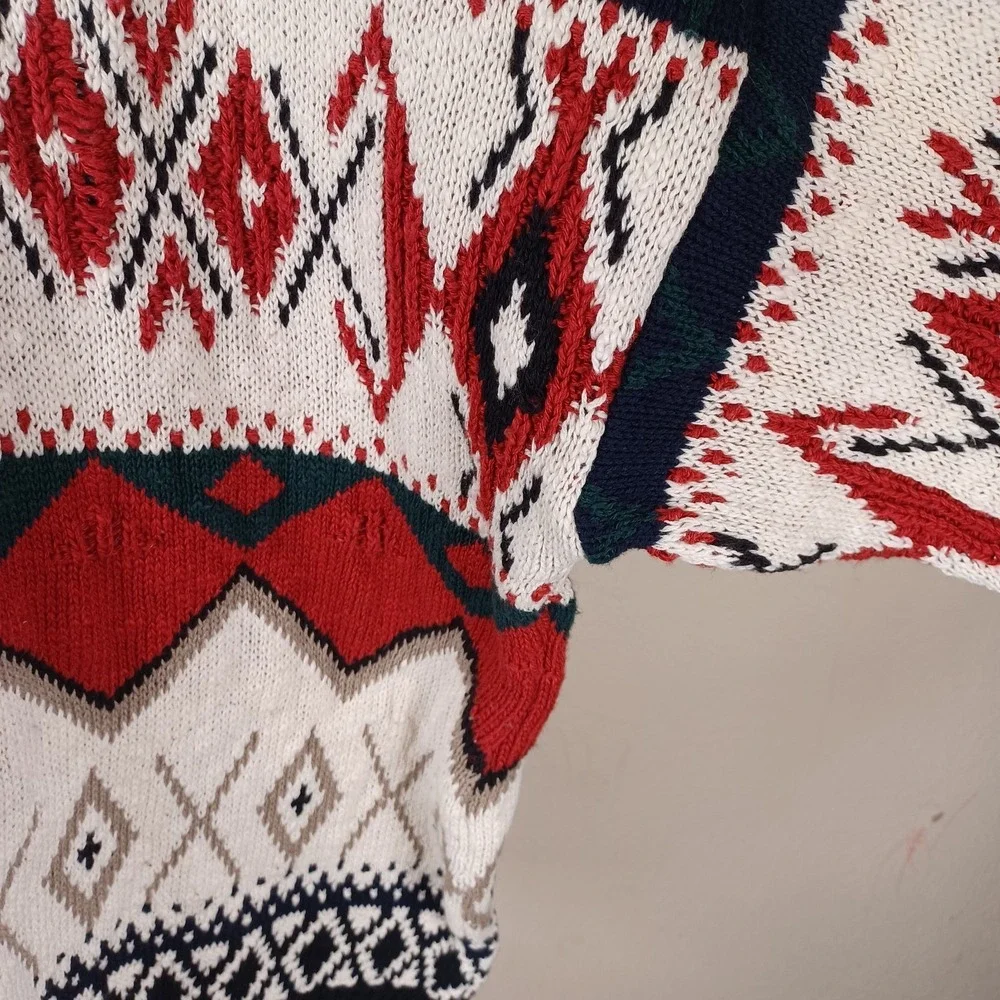Chaps Ralph Lauren Vintage Grandpa Heavy Knit Sweater Retro Argyle‎ Holiday XL